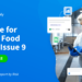 Blue background with an image of a food manufacturer working in his overalls. White text reads "Prepare for BRCGS Food Safety Issue 9" with a button reading "learn more" beneath.