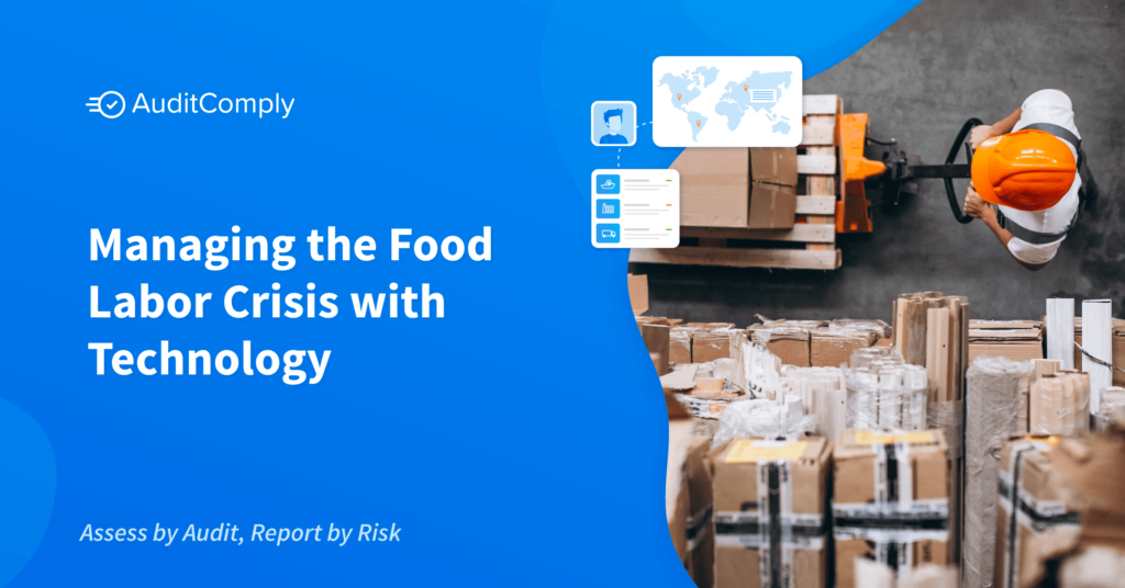 Test reading Managing the Food Labor Crisis with Technology with an image of a factory worker
